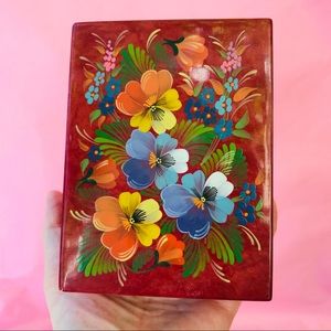 Vintage hand painted/hand made varnished wooden box